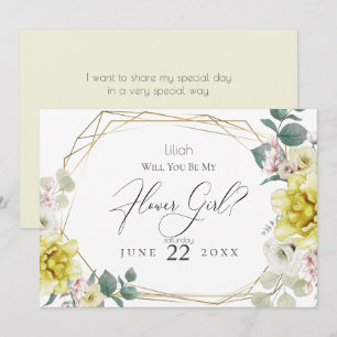 Gele pony Flowers word Mijn Bloemenmeisje Kaart