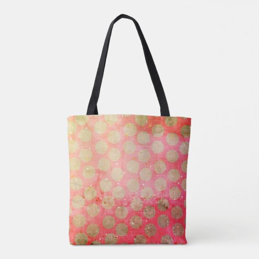 Gele Poolse stippen, rood en groen met monogram Draagtas (Achterkant)