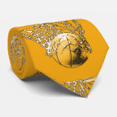 Gele Pop Art Basketbal Neckwear Stropdas (Opgerold)
