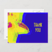 Gele Pop Art narcis Dank u Briefkaart (Voorkant / Achterkant)