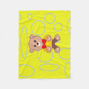 Gele popcorn anime teddybeer fleece deken