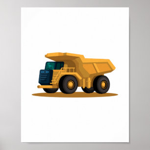 gele poster van een kiepwagen bouwvoertuig