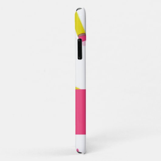 Gele potloden en schubbels op wit Case-Mate iPhone case (Achterkant/rechts)