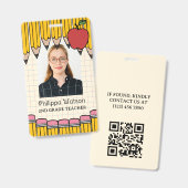 Gele Potloden Rode Appel School Docent ID Badge (Voor- en achterkant)