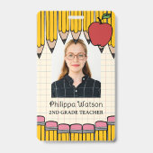 Gele Potloden Rode Appel School Docent ID Badge (Voorzijde)