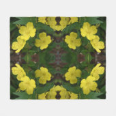Gele Primrose Bloemen Abstract Fleece Deken (Voorkant (Horizontaal))