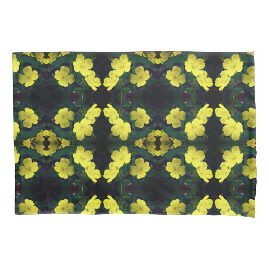 Gele Primrose Flowers Abstract Patroon Kussensloop (Voorkant)