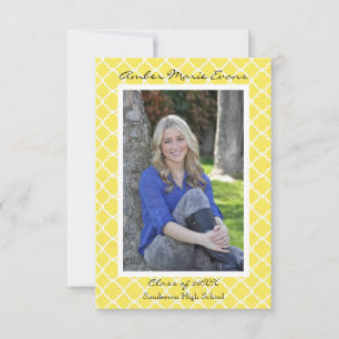 Gele Quatrefoil - 3x5 afstudeeraankondiging Kaart