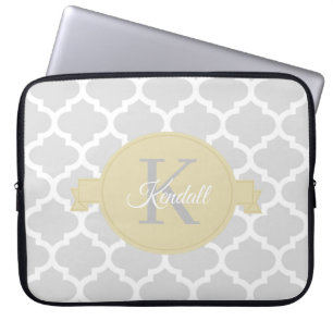 Gele Quatrefoil-laptophoes met speciaal design Laptop Sleeve