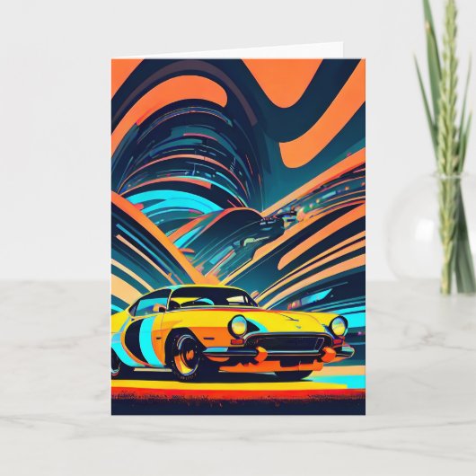 Gele Race Auto Cinematic Autos Blank Note Kaart (Voorkant)