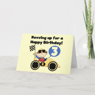 Gele Race Car 3rd Birthday T-shirts en Gifts Kaart