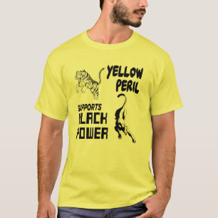 Gele randapparatuur ondersteunt zwart vermogen t-shirt