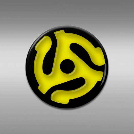 Gele recordadapter (45 rpm) button flesopener