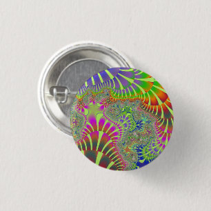 Gele regenboogvlek ronde button 3,2 cm