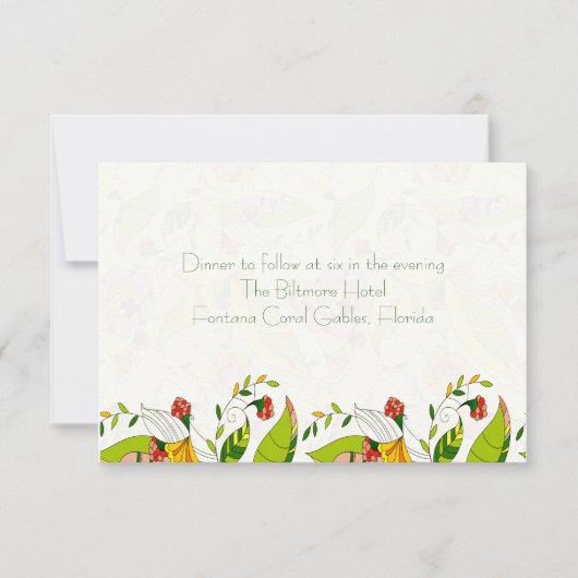 Gele Retro Abstracte Floral Collage-ReceptionCard Kaart (Voorkant)