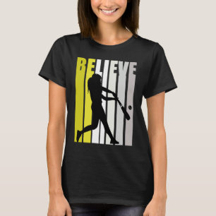 Gele Retro Dames Geloof Baseball Motiverend T-shirt