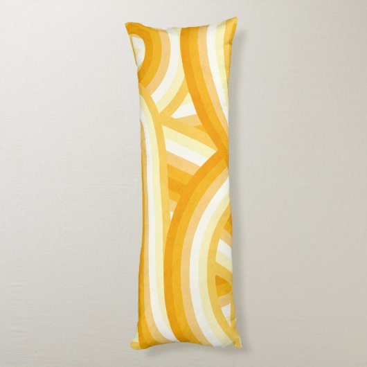 Gele Retro Regenboog Stripes Patroon Lichaamskussen (Achterkant (Verticaal))