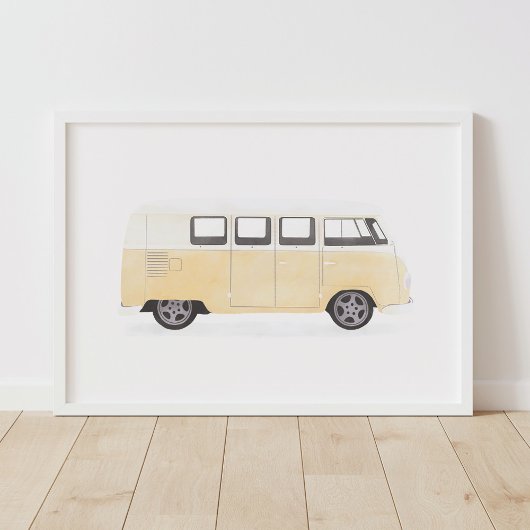 Gele Retro Van Kinderkamer Decor Poster