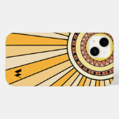 Gele Retro zonnestralen Custom monogram letter Case-Mate iPhone Case (Achterkant (horizontaal))