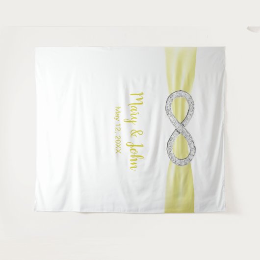 Gele Ribbon Diamond Infinity Wedding Backdrop Wandkleed (Voorkant (horizontaal))