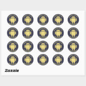 Gele robot aangepaste tekst ronde sticker (Vel)