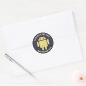 Gele robot aangepaste tekst ronde sticker (Envelop)