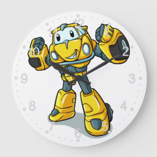 Gele robot cartoon Kies achtergrondkleur Grote Klok