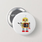 Gele robot ronde button 5,7 cm (Voorkant /achterkant)