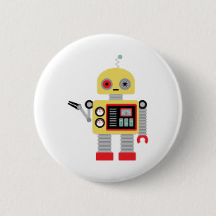 Gele robot ronde button 5,7 cm