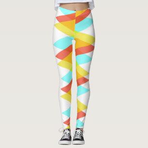 Gele, rode en kadetblauwe driehoeken leggings