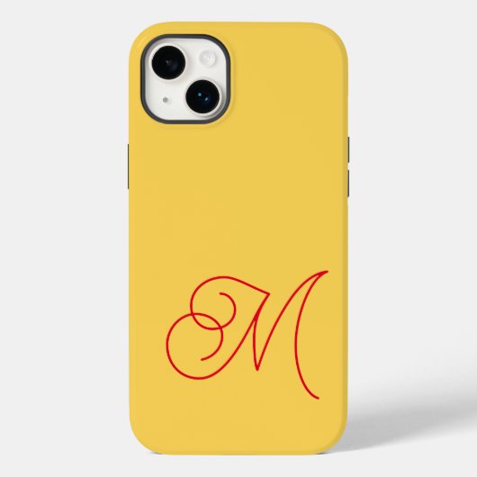 Gele Rode Monogrammed Klassiek Manuscript Plain Case-Mate iPhone Case (Achterkant)
