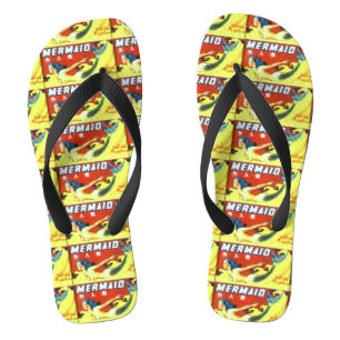 gele rode onderzeese mermaïden logo teenslippers