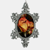 Gele rode rog tin sneeuwvlok ornament (Links)