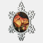 Gele rode rog tin sneeuwvlok ornament (Rechts)