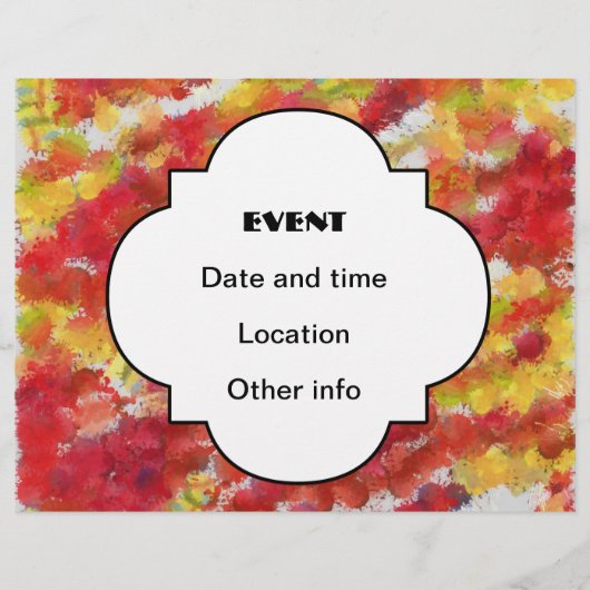 Gele rode spatten flyer (Voorkant)