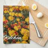 Gele Rode Tulpen Mom's Kitchen Tea Towel Theedoek (Quarter Fold)