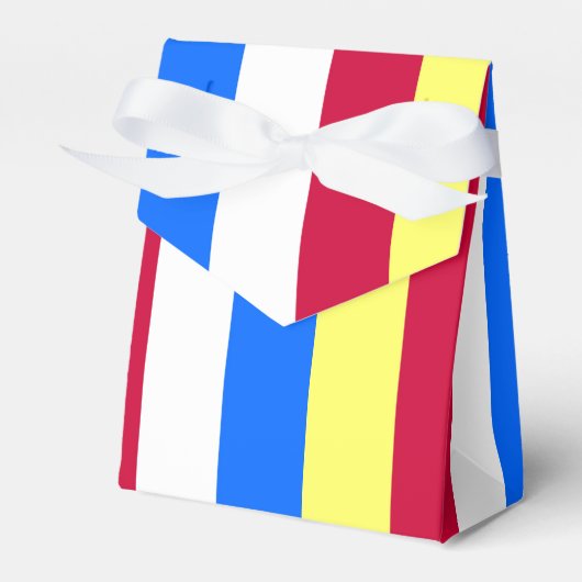 Gele, rode, witte en blauwe strepen bedankdoosjes (Voorkant Zijde)