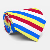 Gele, rode, witte en blauwe strepen stropdas (Opgerold)