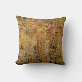 Gele roesttextuur, een gelprint Abstract Kussen