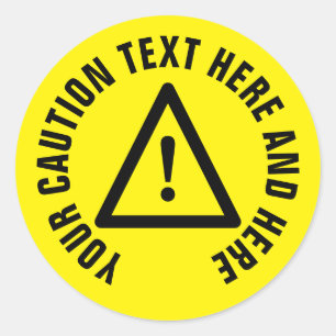 Gele ronde waarschuwingsstickers met aangepaste te sticker