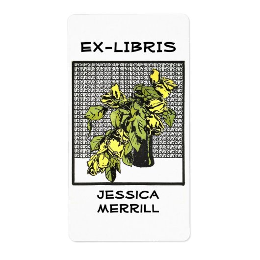 Gele roodroodaken Ex-libris Etiket (Voorkant)