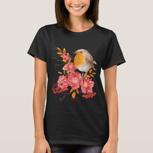 Gele roodrover en rode papaver t-shirt (Voorkant)