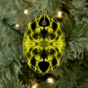 Gele rook symmetrische minimalistische zwarte keramisch ornament