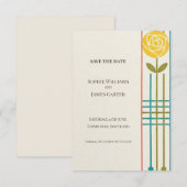 Gele Roos Art Deco Bewaar De Datum Save The Date (Voorkant / Achterkant)
