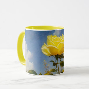 Gele roos bloem natuur kunst mok beker