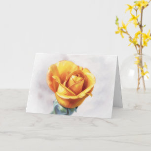 Gele Roos Bloem Waterverf Stijl Kaart