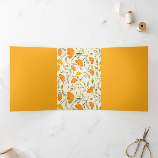 Gele roos drieluik uitnodiging (Binnen)