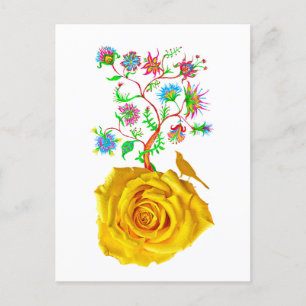 Gele roos kunst briefkaart