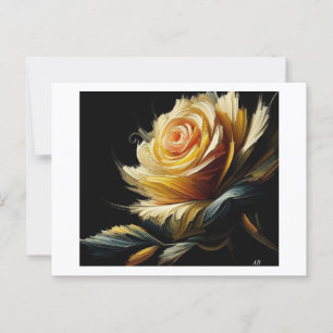 Gele roos op zwart, briefkaart