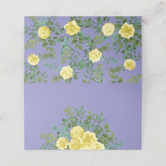 Gele Roos & Paarse Periwinkle Bruiloft (Buitenkant ongevouwen)